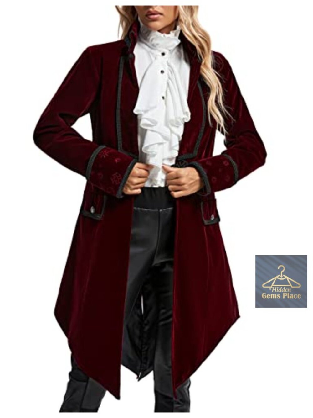 Womens Velvet Victorian Gothic Tailcoat Pirate Jacket Steampunk Long Coat